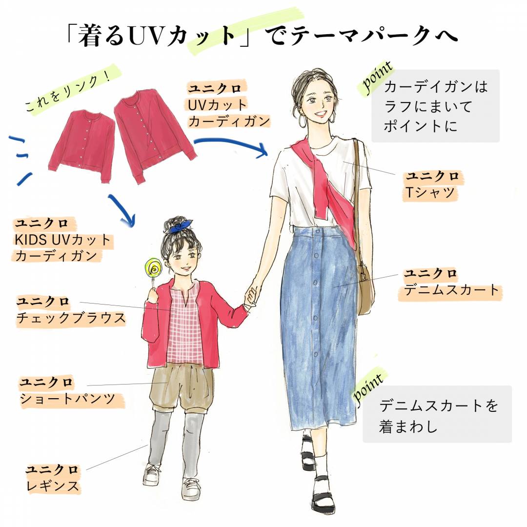 着るuvカット ユニクロの子ども服で春のリンクコーデ Esseonline エッセ オンライン